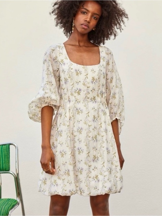 H&M Dresses & Skirts - Brock Collection x H&M White Floral Square-Neck Babydoll Mini Dress